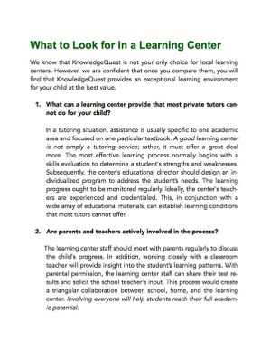 What to look for in a learning center