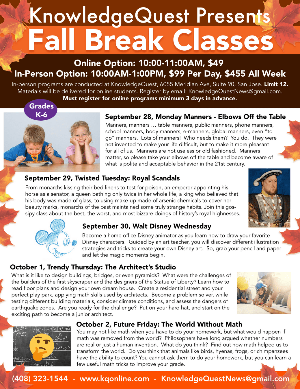 Services Fall Break Classes KnowledgeQuest