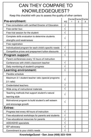 Can they compare checklist